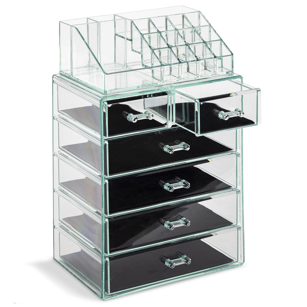 Sorbus Makeup Organizer, 7-Drawer Acrylic 2-Piece Set (Bronze Glow)