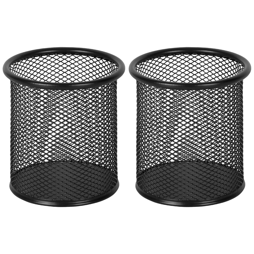 EasyPAG Pencil Holder for Desk, 2 Pack Metal Pen Organizer, Mesh Pencil Cup Organizer for Home, Office, Classroom, School, Black