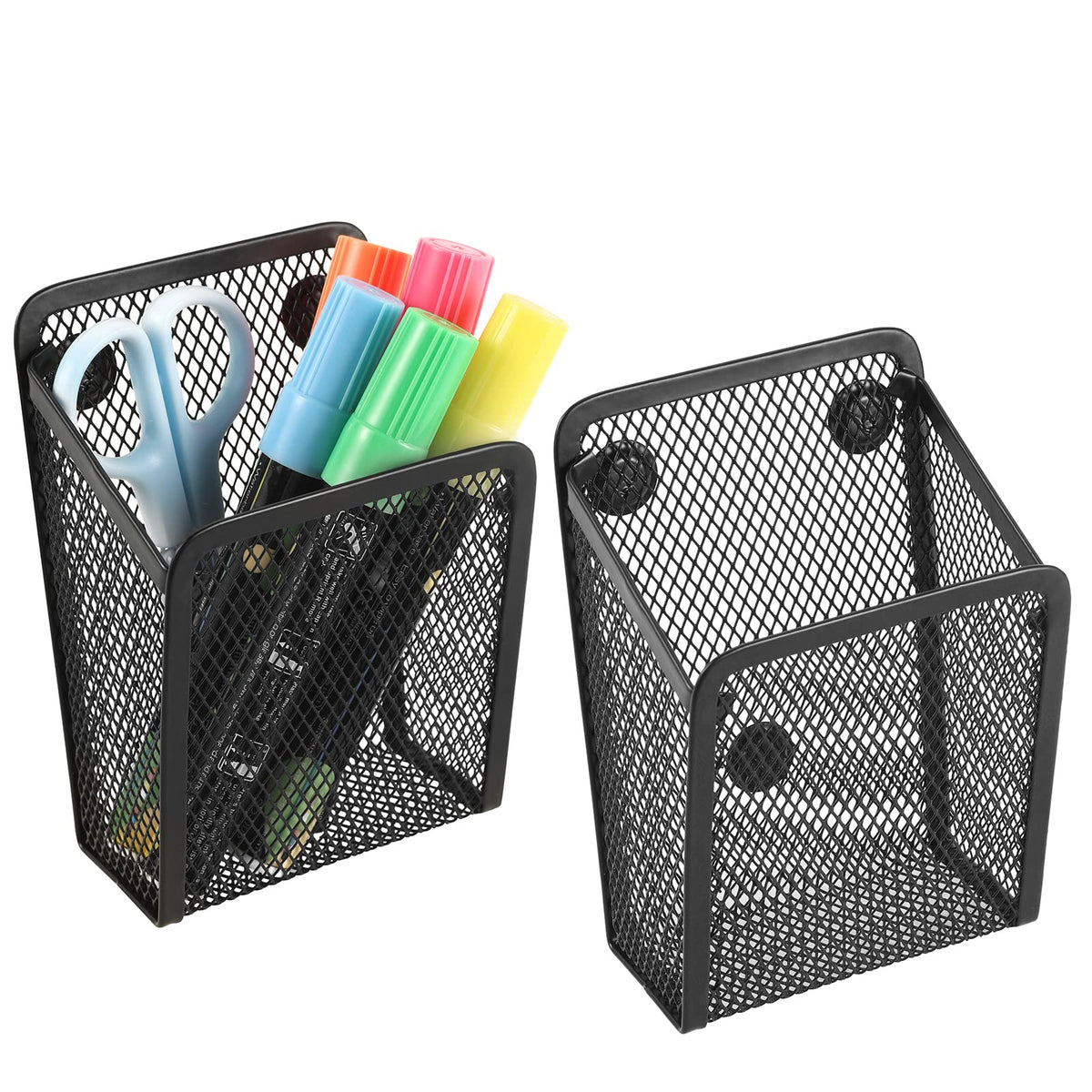 Magnetic Pencil Holder,Mesh Stainless Steel Pen Basket, Metal Writing Utensil Storage Organizer for Whiteboard,Blackboard,Kitchen, Locker, Home, or Office