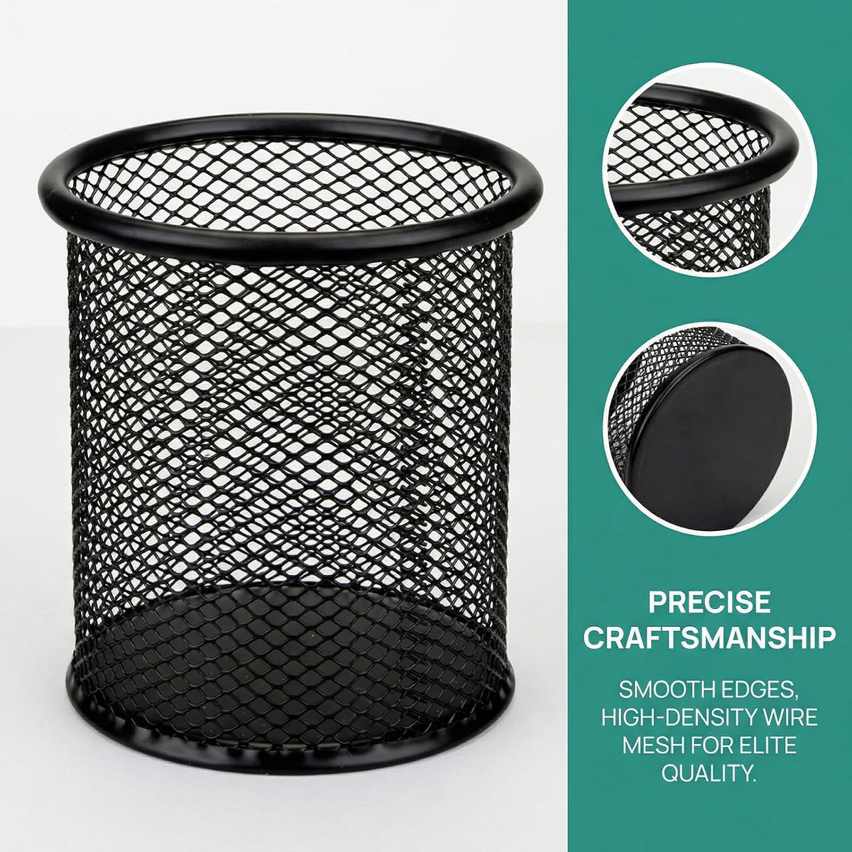 Nicunom 12 Pack Metal Pen Holder Wire Mesh Pen Cup Pencil Holder Pencil Cup for Desk Office Pen Organizer, Black