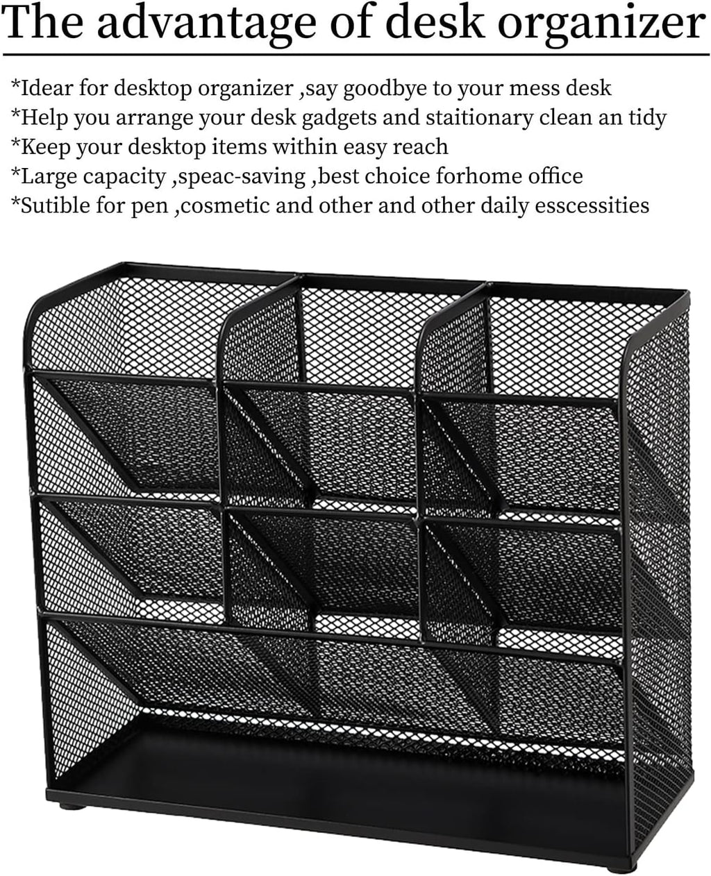 Marbrasse Mesh Desk Organizer, Multi-Functional Pen Holder, Desktop Stationary Organizer, Storage Rack for School Home Office Art Supplies (Mesh Pen Holder)