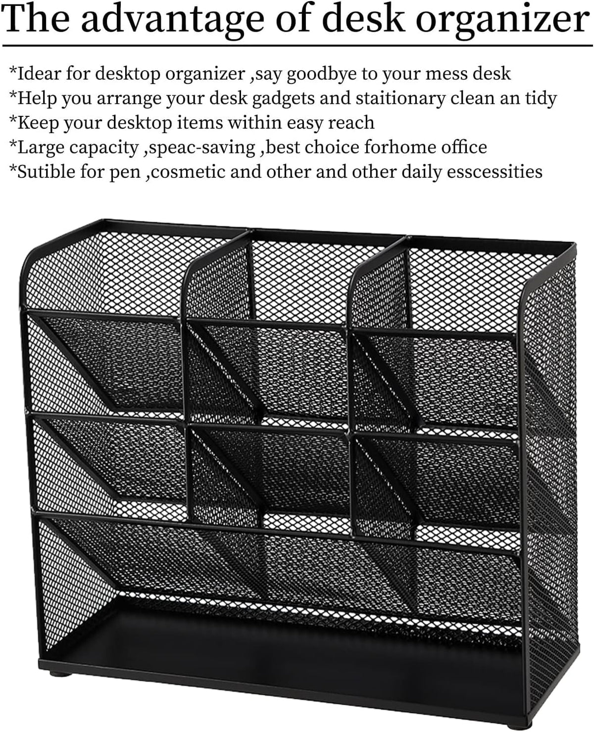 Marbrasse Mesh Desk Organizer, Multi-Functional Pen Holder, Desktop Stationary Organizer, Storage Rack for School Home Office Art Supplies (Mesh Pen Holder)