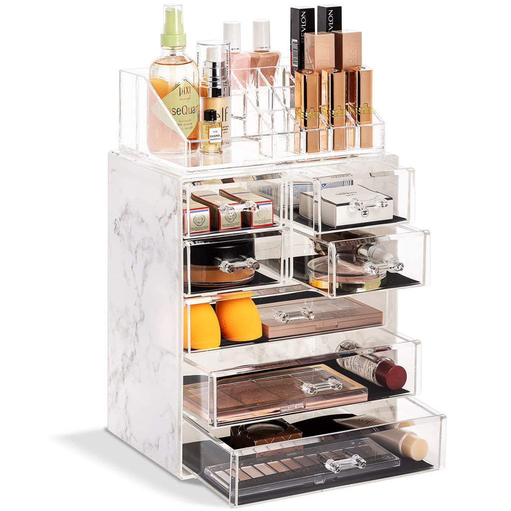 Sorbus Makeup Organizer, 7-Drawer Acrylic 2-Piece Set (Bronze Glow)