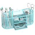 SUPEASY Mesh Desk Organizer, Pen Holder for Desk with 2 Drawers, Black
