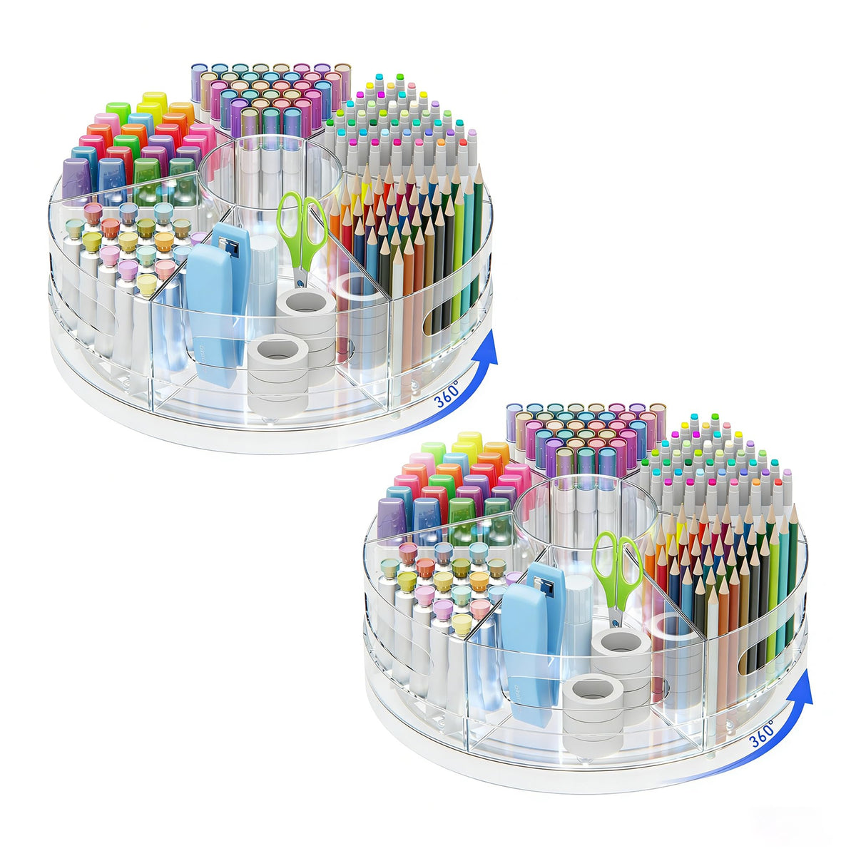 CraftGenes Clear Rotating Organizer, Acrylic Pen Holder, Marker Organizer