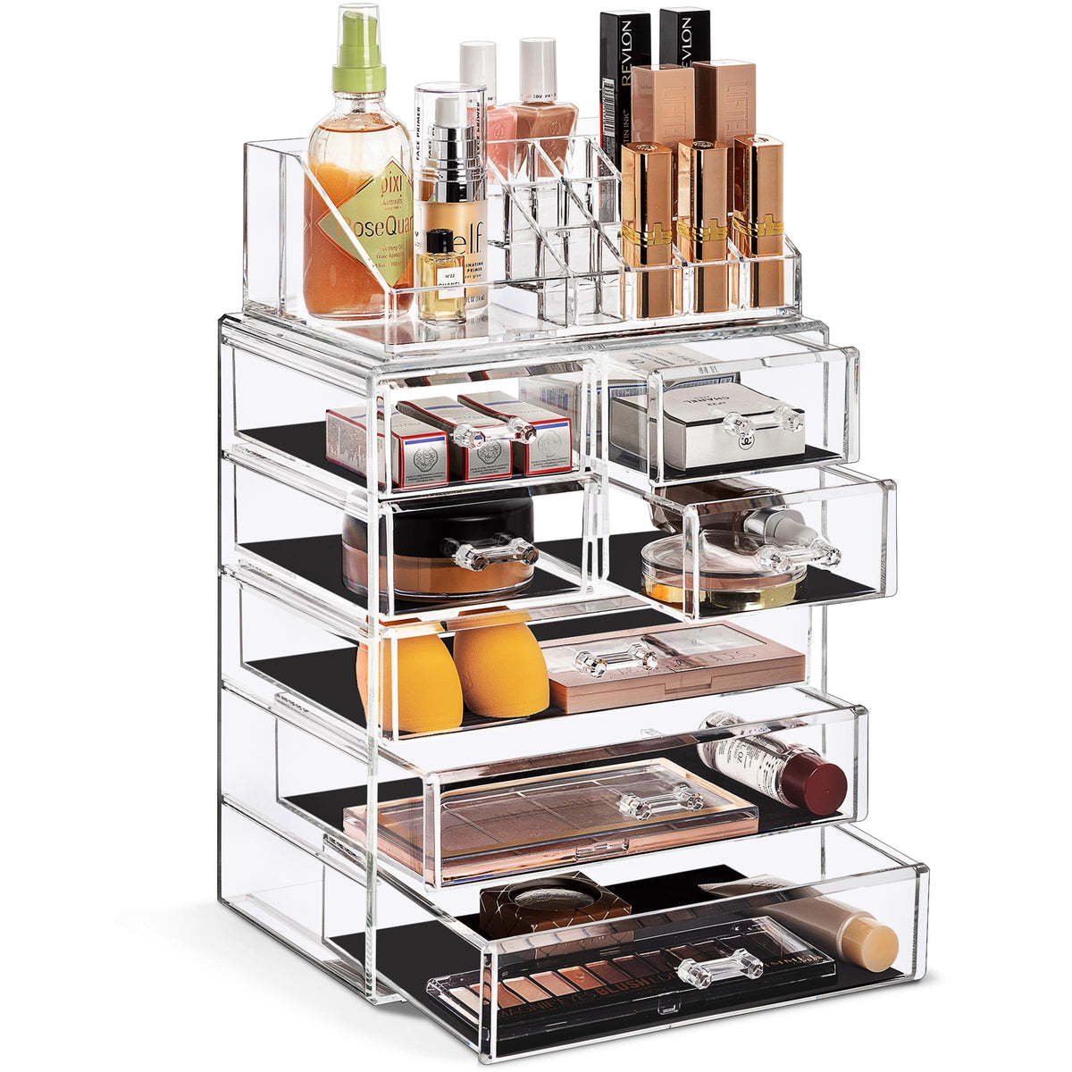 Sorbus Makeup Organizer, 7-Drawer Acrylic 2-Piece Set (Bronze Glow)