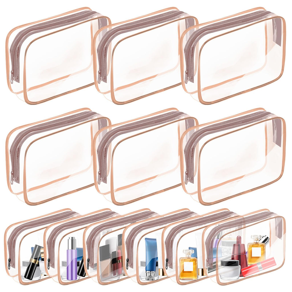 AURUZA Clear Makeup Bag,Portable Travel Toiletry Bags with Zipper, TSA Approved Clear Organizer Bags, PVC Cosmetic Pouch for Airport Airline Compliant