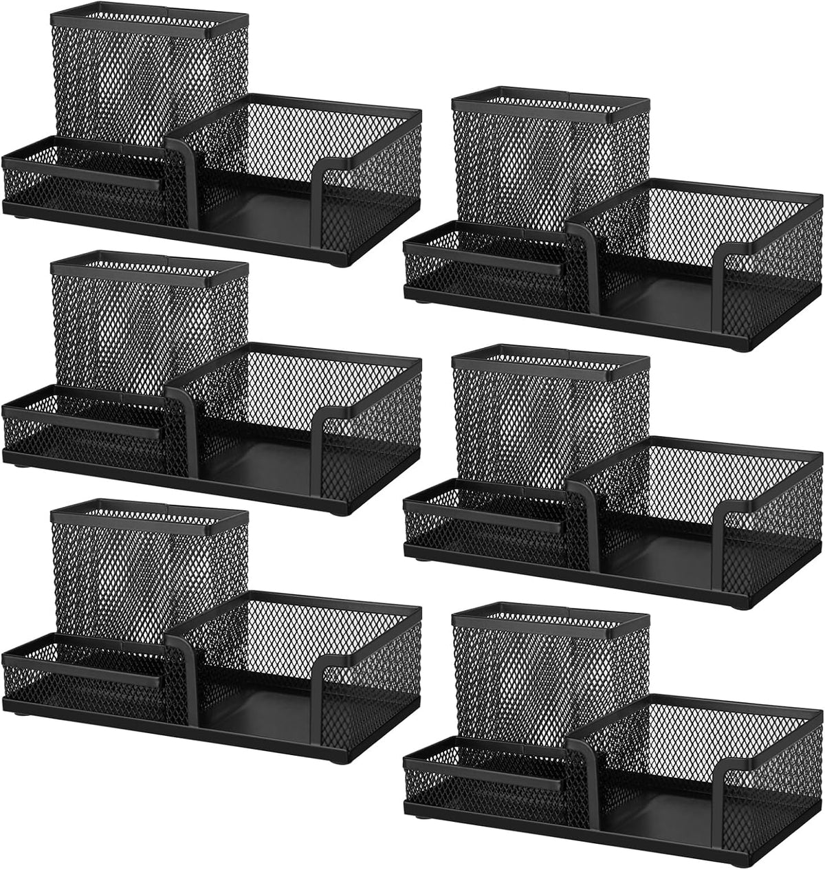 Comix 6 Packs Mesh Pen Holder, Desk Organizer for Home Office, Black