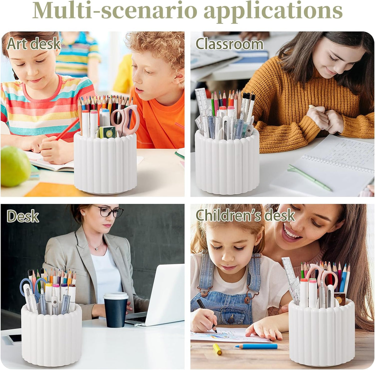 Anyoifax Rotating Pen Holder for Desk Removable Pencil Cup, Small White