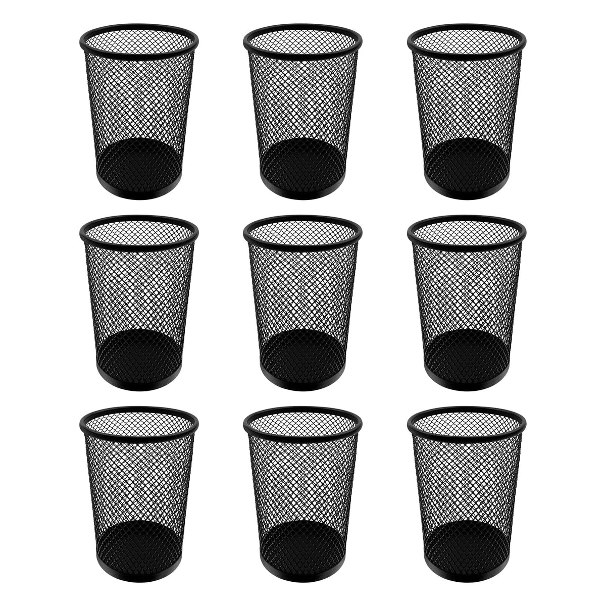HSYMQ Desk Pencil Pen Holder, Wire Mesh Pen Cup Holder for Desk Organizer and Office Desk Accessories (3 Pack)