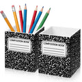 Sherr 2 Pcs Wood Pencil Holder Art Painting Classroom Decor Pen Holder for Classroom Back to School Wooden Crayon Organizer Pencil Storage for Teacher Students First Day School Gifts Office Desk