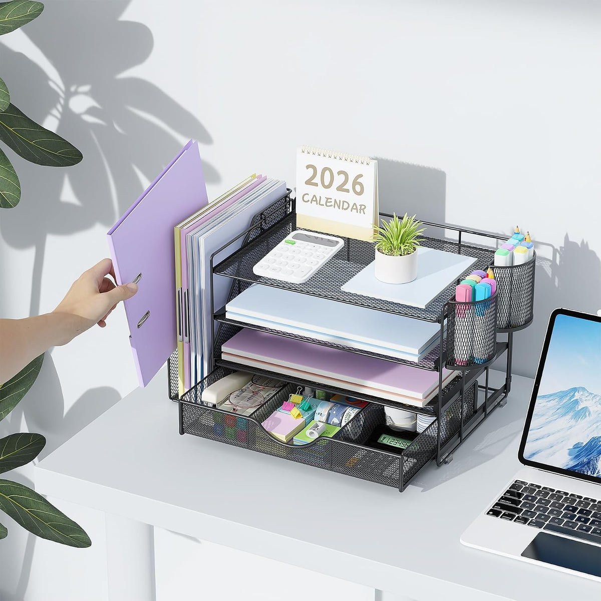 gianotter Metal Mesh Desk Organizers and Accessories with File Holder