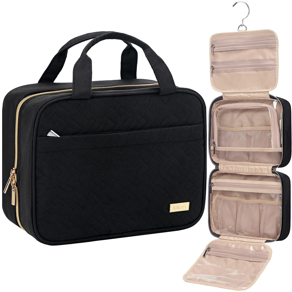 NISHEL Travel Toiletry Bag for women, Portable Hanging makeup Organizer