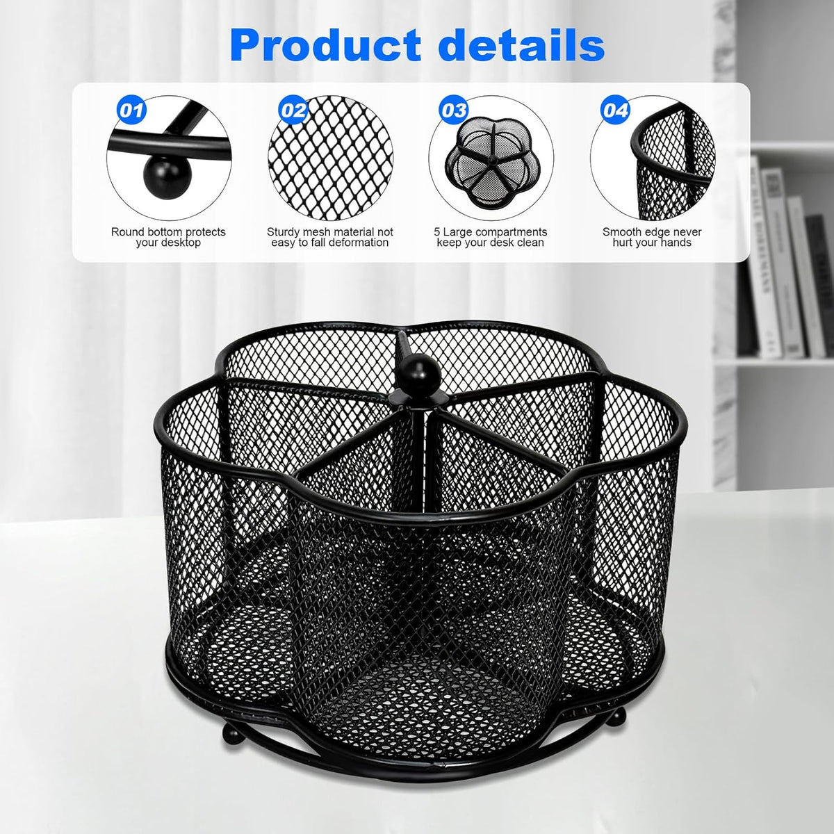 Pen Holder for Desk,360 Degree Rotating Pencil Holder Organizer