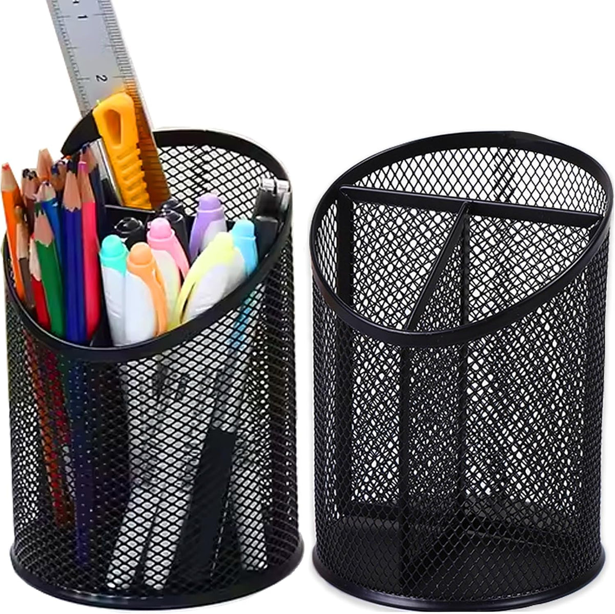 MINDEPOT 2 Pack Pencil Holder Pen Cup for Desk Round Pen Organizer
