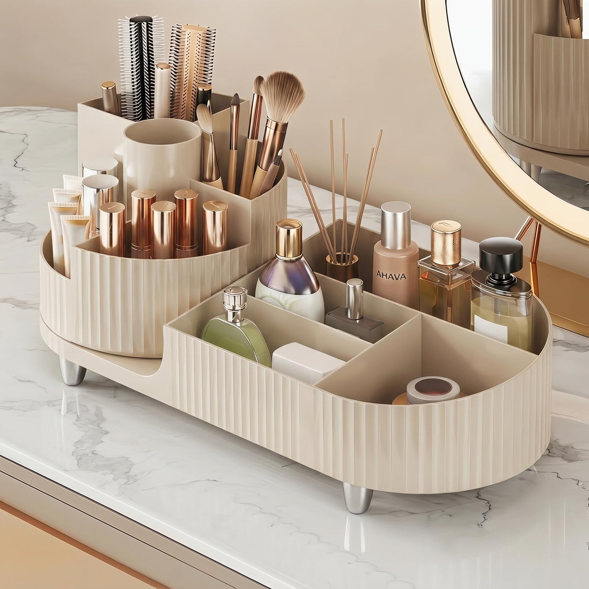 Booklov Rotating Makeup Organizer for Vanity Countertop, Amber