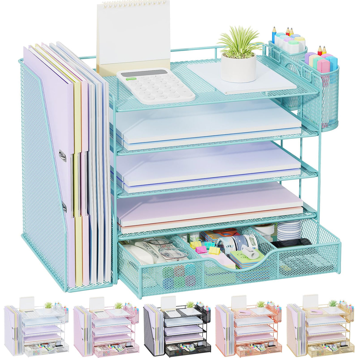 gianotter Metal Mesh Desk Organizers and Accessories with File Holder