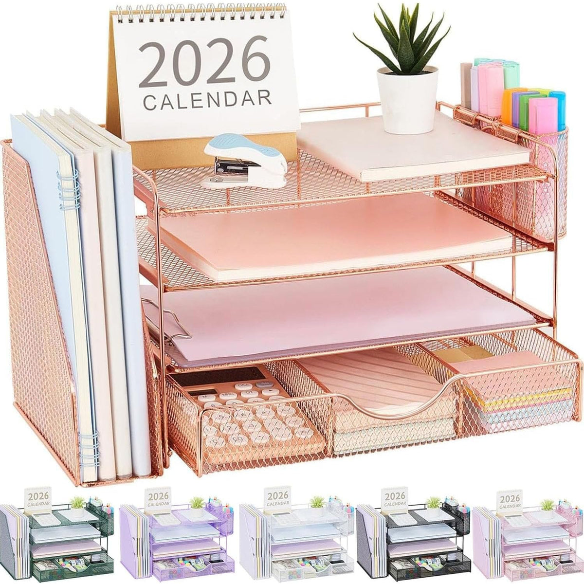 gianotter Metal Mesh Desk Organizers and Accessories with File Holder