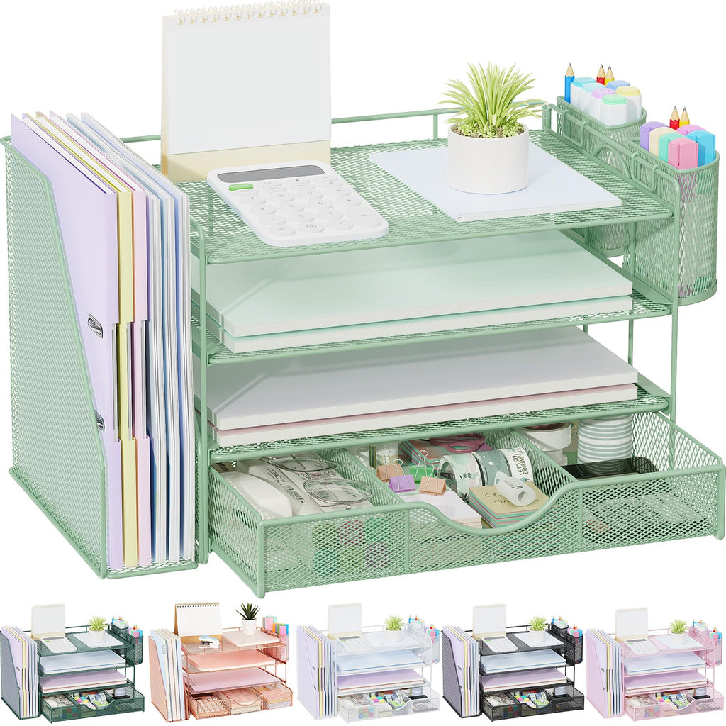 gianotter Metal Mesh Desk Organizers and Accessories with File Holder
