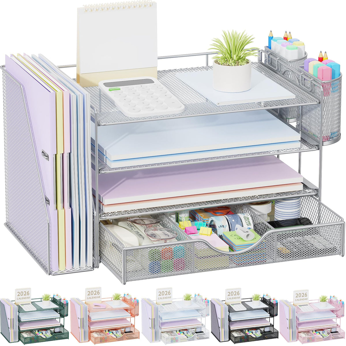 gianotter Metal Mesh Desk Organizers and Accessories with File Holder