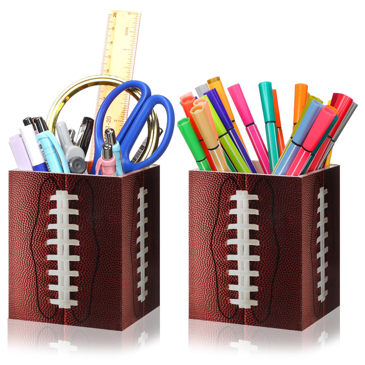 Sherr 2 Pcs Wood Pencil Holder Art Painting Classroom Decor Pen Holder for Classroom Back to School Wooden Crayon Organizer Pencil Storage for Teacher Students First Day School Gifts Office Desk