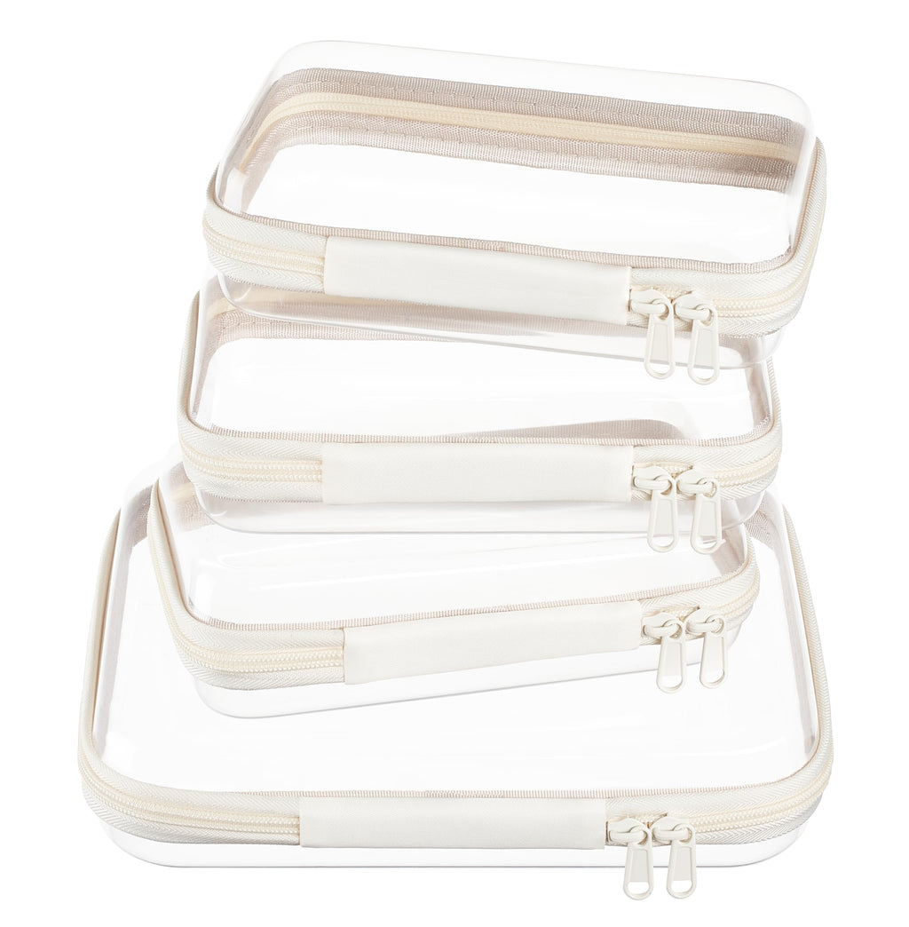 4 pcs Clear Zipper Pouches,Hard Shell Zipper Case