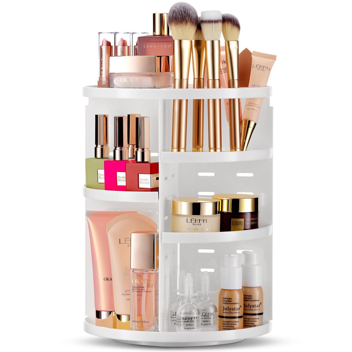Masirs 360 Rotating Makeup Organizer Countertop, Adjustable Shelf, Clear