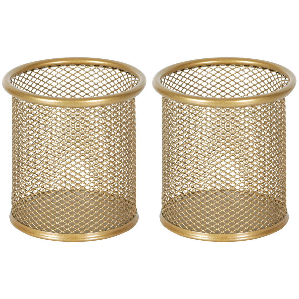 EasyPAG Pencil Holder for Desk, 2 Pack Metal Pen Organizer, Mesh Pencil Cup Organizer for Home, Office, Classroom, School, Black