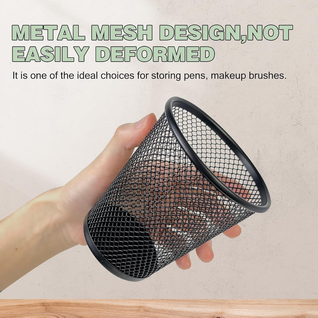 12 Packs Pen Holders, Mesh Pen Cup, Metal Pencil Holders for Desk