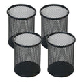 Pen Holder Mesh Pencil Holder Metal Pen Holder Cup Pencil Cup Holder for Desk Office Pen Organizer Black, 4 Pack