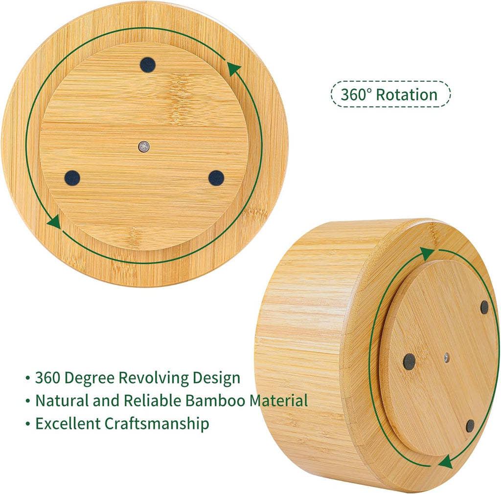 Utoplike Bamboo Rotating Art Supply Desk Organizer, Pencil Holder Desktop