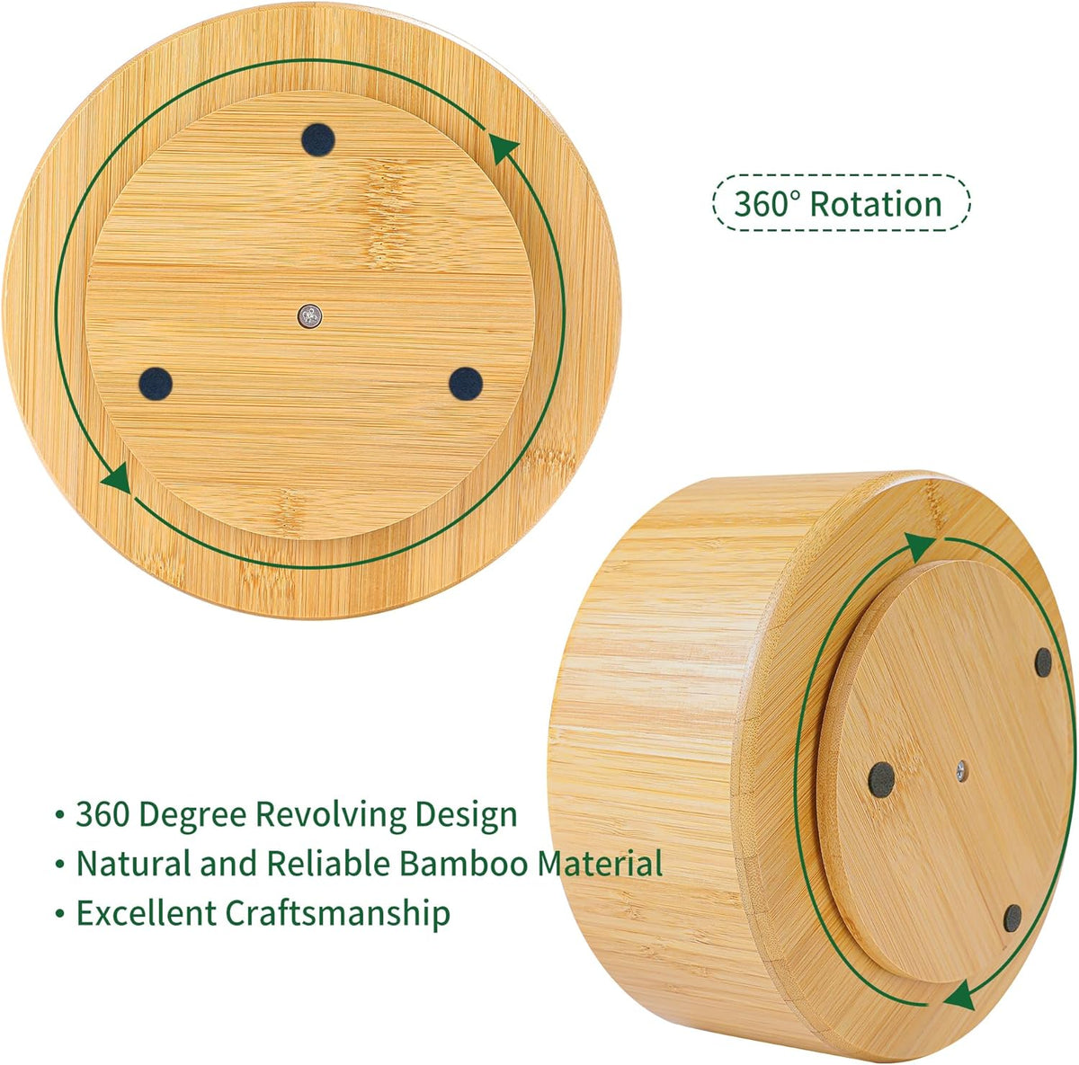 Utoplike Bamboo Rotating Art Supply Desk Organizer, Pencil Holder Desktop