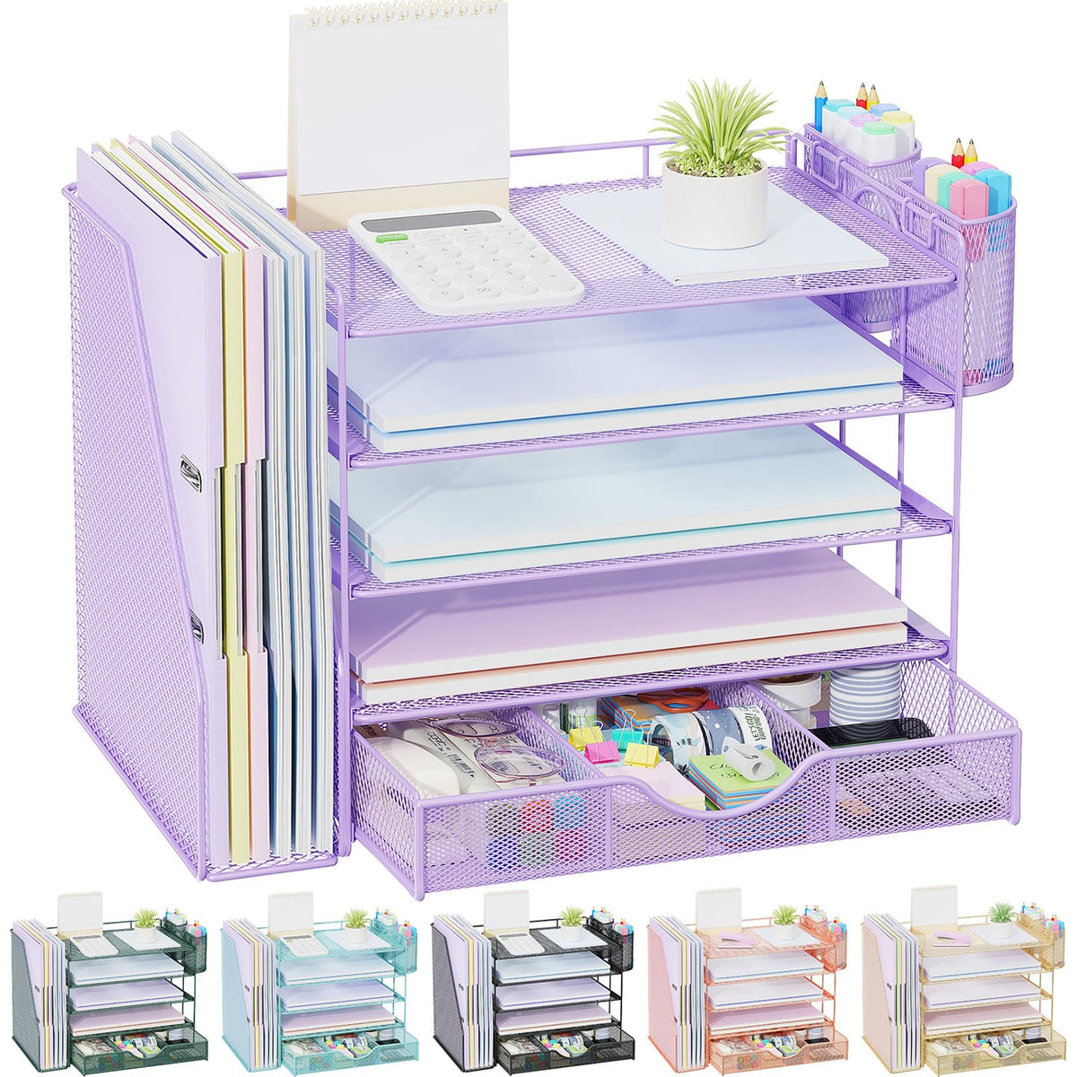 gianotter Metal Mesh Desk Organizers and Accessories with File Holder