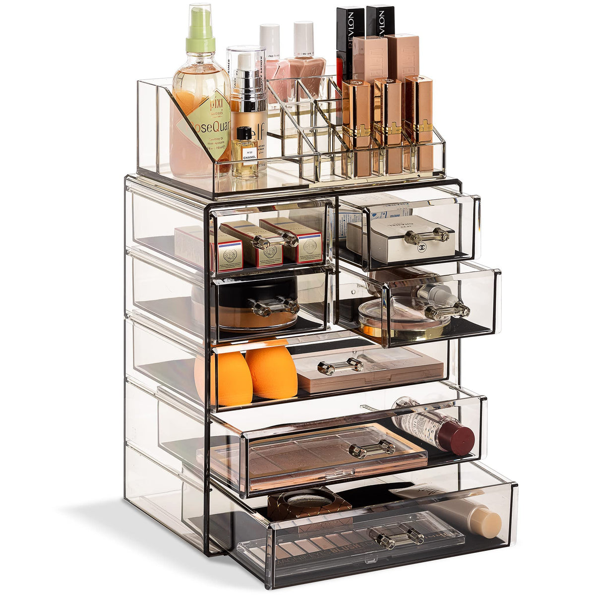 Sorbus Makeup Organizer, 7-Drawer Acrylic 2-Piece Set (Bronze Glow)