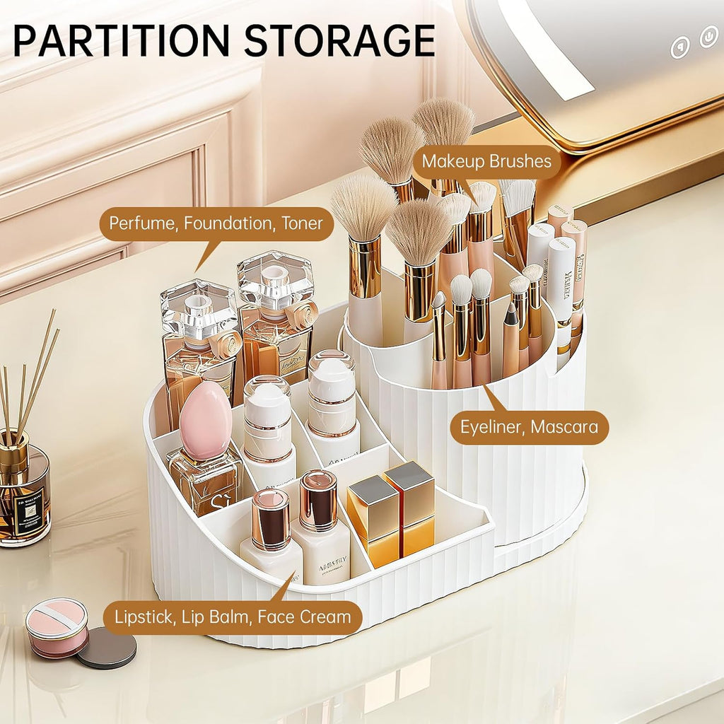 Anyoifax 360 Rotating Makeup Brush Holder Make Up Brushes Organizer, White