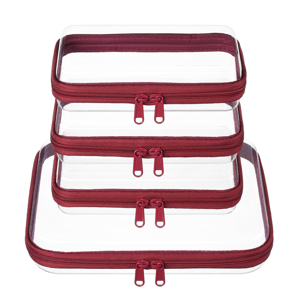 4 pcs Clear Zipper Pouches,Hard Shell Zipper Case