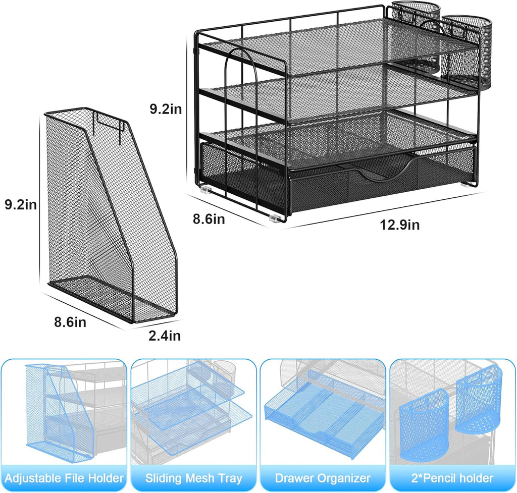 gianotter Metal Mesh Desk Organizers and Accessories with File Holder