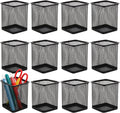 Nicunom 12 Pack Mesh Pen Holder for Desk, Wire Mesh Pencil Cup Holder Metal Pencil Holder Organizer for Office Home School Supplies, Black ﻿