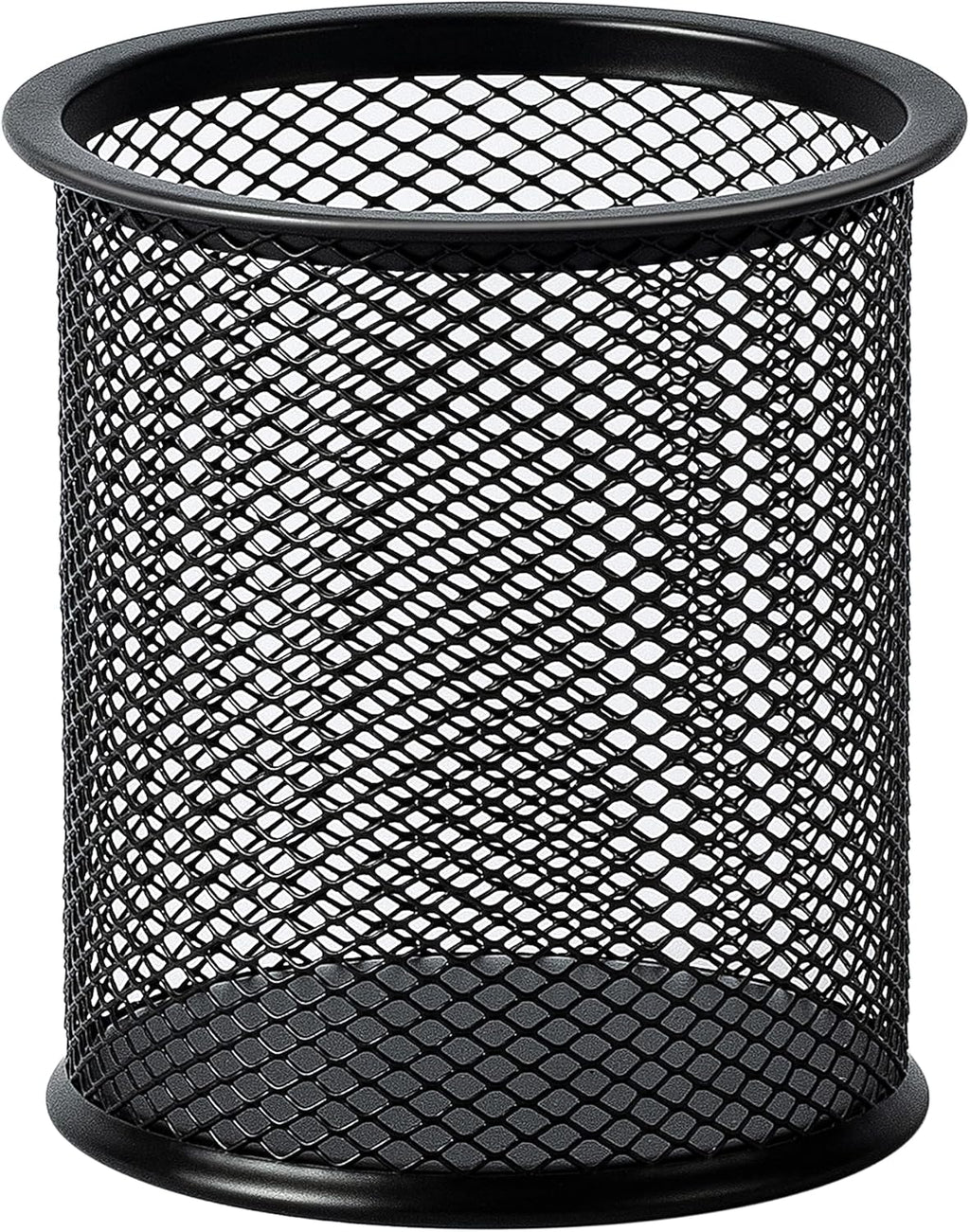 Amazon Basics Wire Mesh Pen Holder, Pencil Cup Desk Organizer for Stationery, Scissors, Office Caddy Storage, 3.7" x 3.3", Black