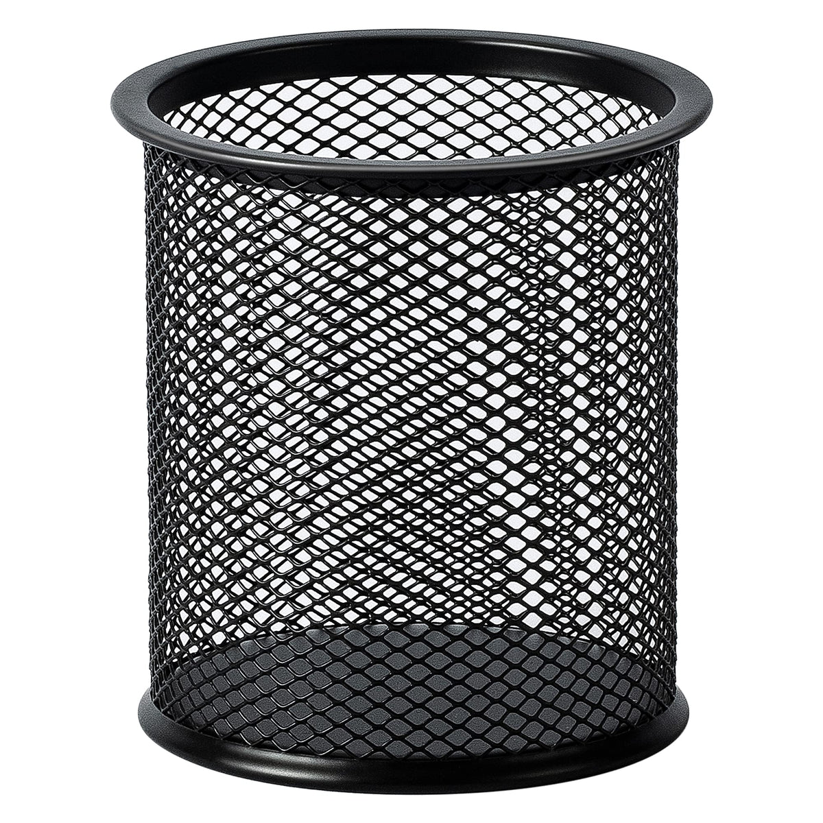 Amazon Basics Wire Mesh Pen Holder, Pencil Cup Desk Organizer for Stationery, Scissors, Office Caddy Storage, 3.7" x 3.3", Black