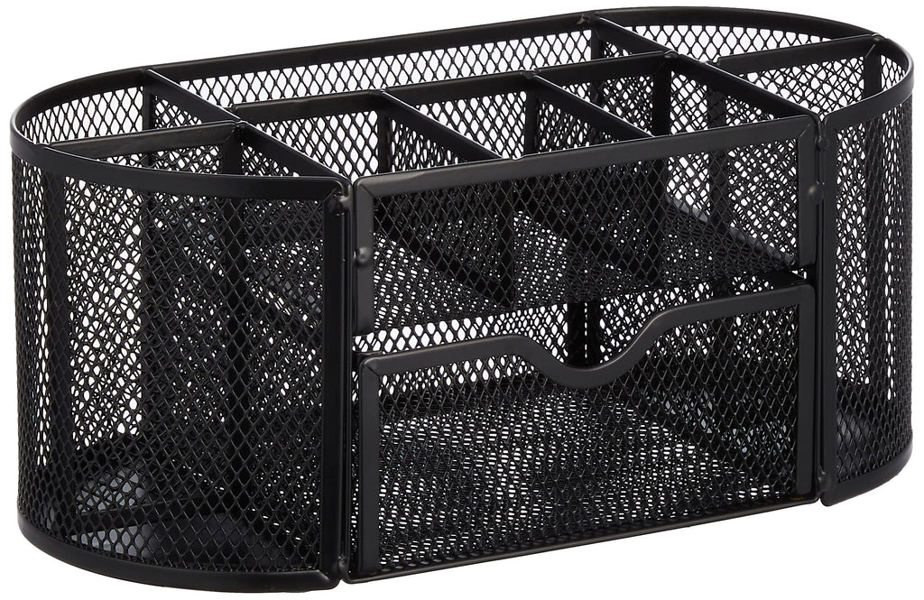 Amazon Basics Wire Mesh Pen Holder, Pencil Cup Desk Organizer for Stationery, Scissors, Office Caddy Storage, 3.7" x 3.3", Black