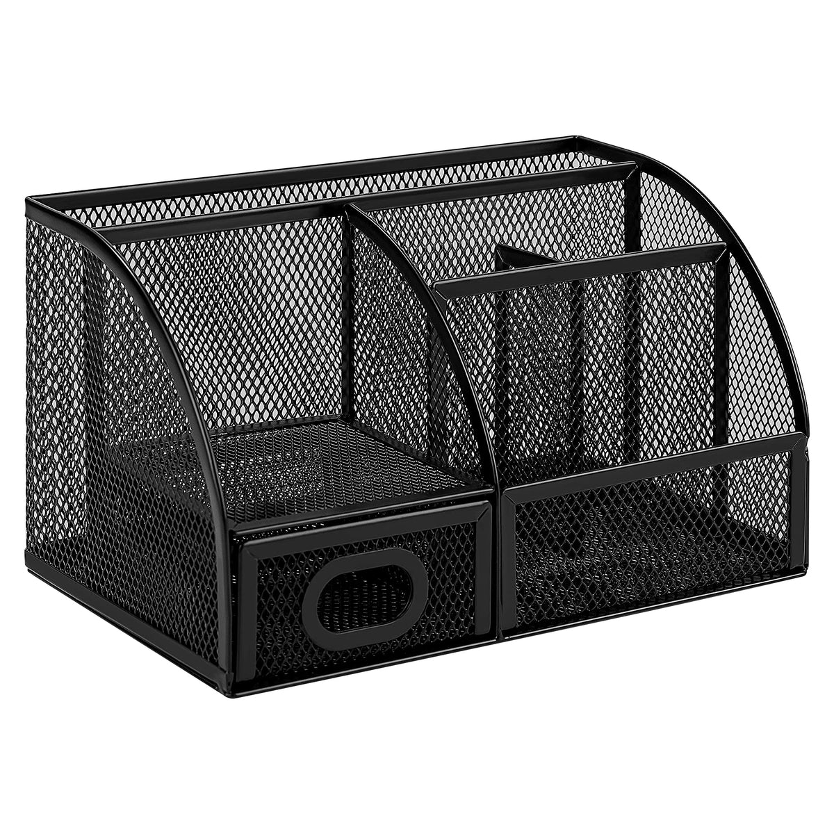 Amazon Basics Mesh Pen Holder and Desktop Desk Organizer, Office Caddy Storage for Writing Utensils, 9.1 x 5.9 x 5.5 inches, Black